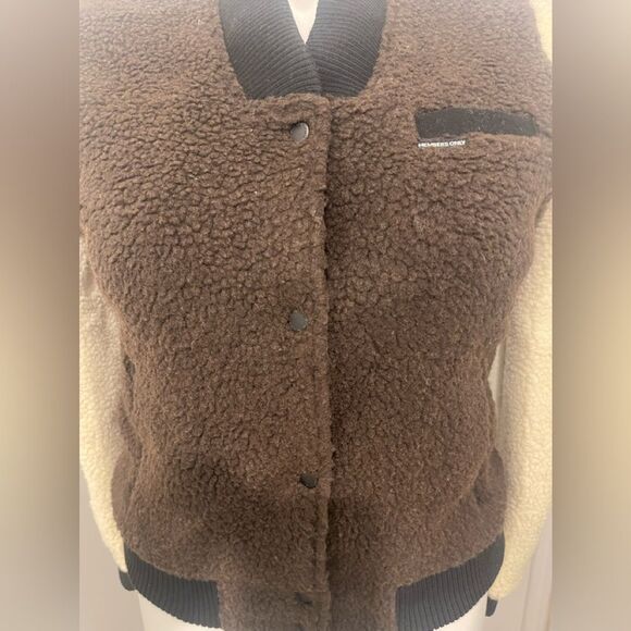 NWT Member’s Only Women’s Sherpa Baseball Jacket Chocolate Ivory Various Sizes - Picture 4 of 10
